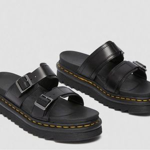Dr. Martens Myles Brando Leather Buckle Slide Sandals